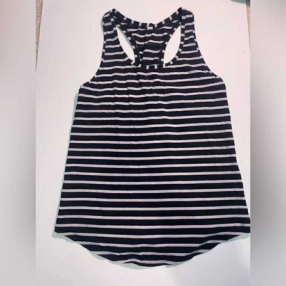 Lululemon Love Tank *Pleated Yachtie Stripe Black Chrome